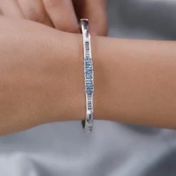 Santa Maria Aquamarine And White Topaz Cuff Bracelet In Platinum Over Sterling Silver (7.25 In) 2.50 Ctw 10 Santa Maria Aquamarine And White Topaz Cuff Bracelet In Platinum Over Sterling Silver (7.25 In) 2.50 Ctw -Jewelry store 7279328 2