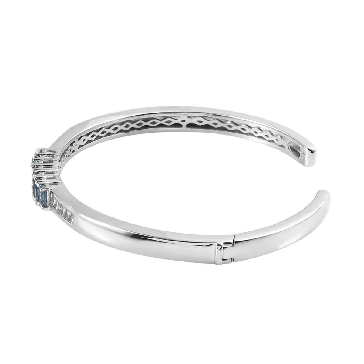 Santa Maria Aquamarine And White Topaz Cuff Bracelet In Platinum Over Sterling Silver (7.25 In) 2.50 Ctw 6 Santa Maria Aquamarine And White Topaz Cuff Bracelet In Platinum Over Sterling Silver (7.25 In) 2.50 Ctw - Image 4