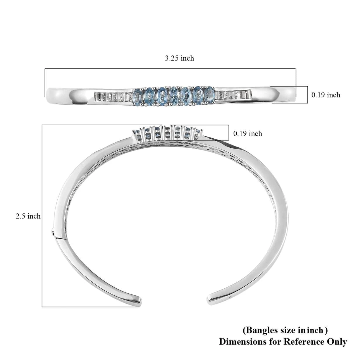 Santa Maria Aquamarine And White Topaz Cuff Bracelet In Platinum Over Sterling Silver (7.25 In) 2.50 Ctw 8 Santa Maria Aquamarine And White Topaz Cuff Bracelet In Platinum Over Sterling Silver (7.25 In) 2.50 Ctw - Image 6