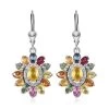 Madagascar Yellow Sapphire And Multi Gemstone Floral Lever Back Earrings In Platinum Over Sterling Silver 6.75 Ctw -Jewelry store 7279760