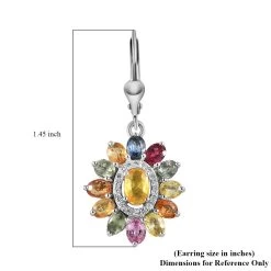 Madagascar Yellow Sapphire And Multi Gemstone Floral Lever Back Earrings In Platinum Over Sterling Silver 6.75 Ctw -Jewelry store 7279760 4