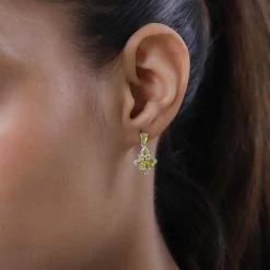 Tanzanian Canary Opal Dangling Earrings In Platinum Over Sterling Silver 1.25 Ctw -Jewelry store 7279981 2