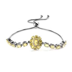 Tanzanian Canary Opal Floral Bolo Bracelet In Platinum Over Sterling Silver 2.50 Ctw