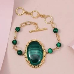 TLV KARIS African Malachite Bracelet In 18K YG Plated (6.50 In) 61.00 Ctw -Jewelry store 7280624 1