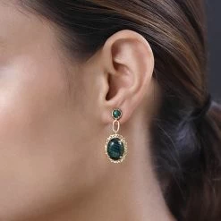 TLV KARIS African Malachite Earrings In 14K YG Over Sterling Silver And 18K YG Plated 23.15 Ctw 9 TLV KARIS African Malachite Earrings In 14K YG Over Sterling Silver And 18K YG Plated 23.15 Ctw -Jewelry store 7280665 2 1