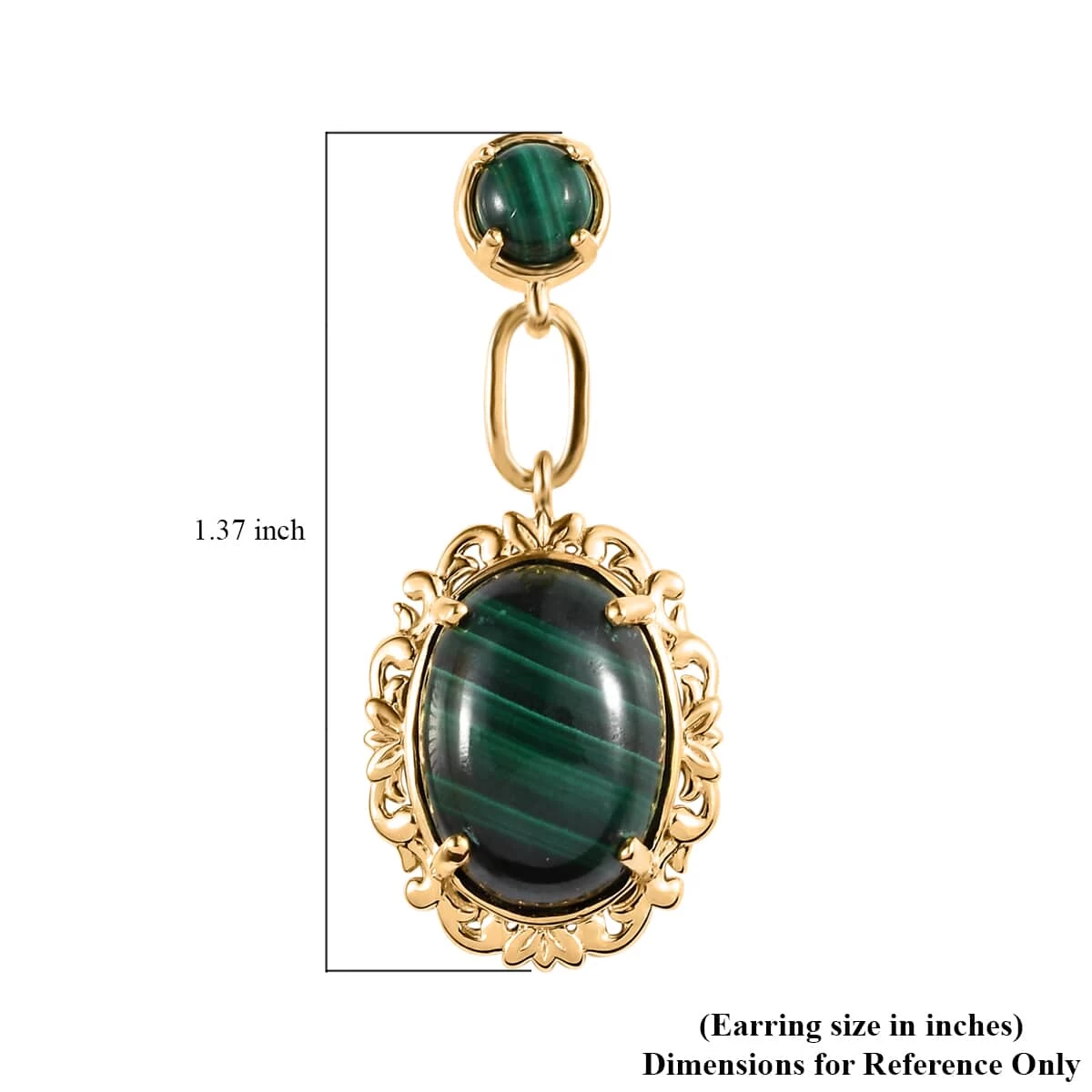TLV KARIS African Malachite Earrings In 14K YG Over Sterling Silver And 18K YG Plated 23.15 Ctw 7 TLV KARIS African Malachite Earrings In 14K YG Over Sterling Silver And 18K YG Plated 23.15 Ctw - Image 5