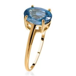 LUXORO 10K Yellow Gold Premium Ratanakiri Blue Zircon Solitaire Ring In Platinum Over 2 Grams 4.25 Ctw -Jewelry store 7281094 2