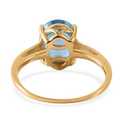 LUXORO 10K Yellow Gold Premium Ratanakiri Blue Zircon Solitaire Ring In Platinum Over 2 Grams 4.25 Ctw -Jewelry store 7281094 3