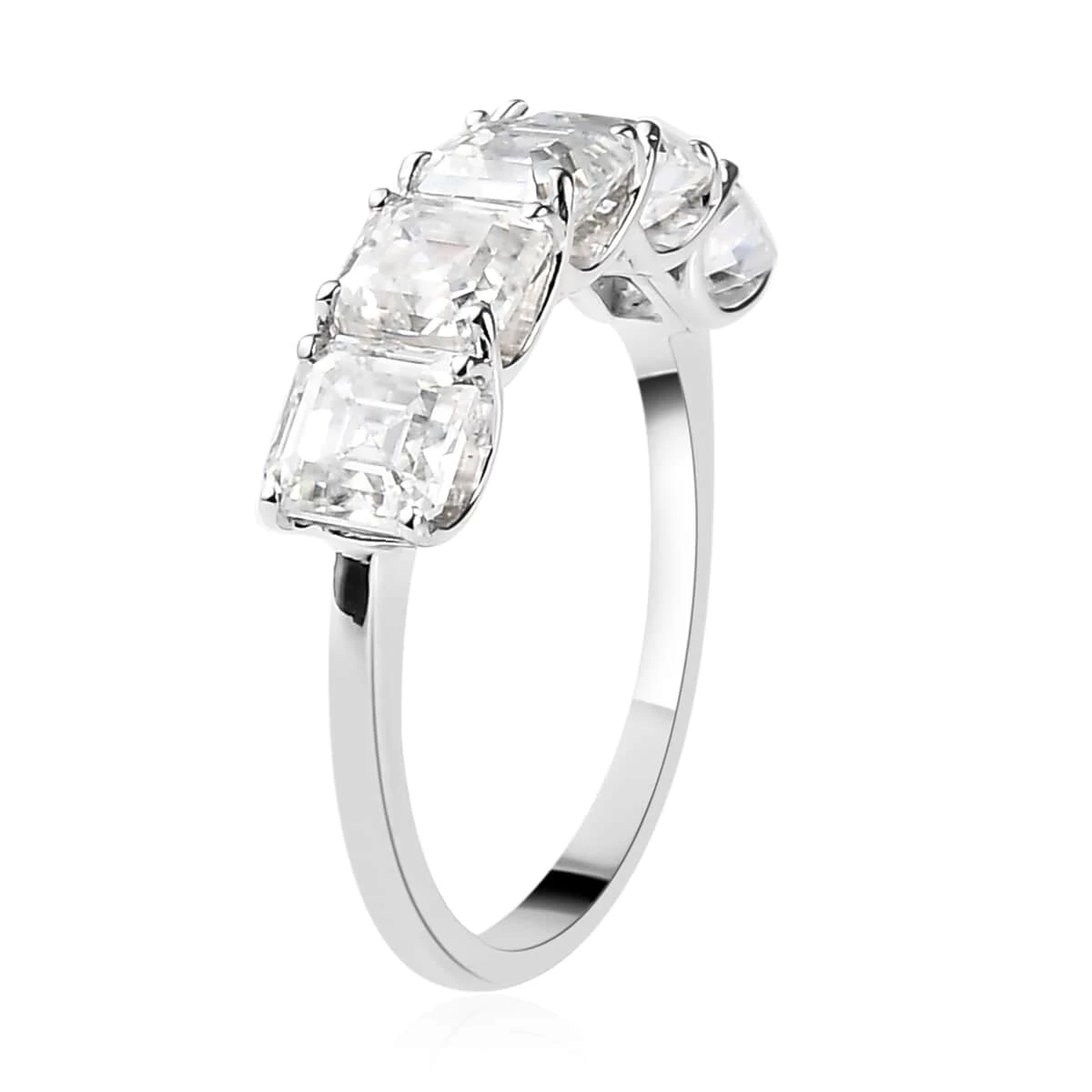 Asscher Cut Moissanite Ring In Platinum Over Sterling Silver 3.35 Ctw (Delivery In 10-15 Business Days) 6 Asscher Cut Moissanite Ring In Platinum Over Sterling Silver 3.35 Ctw (Delivery In 10-15 Business Days) - Image 4