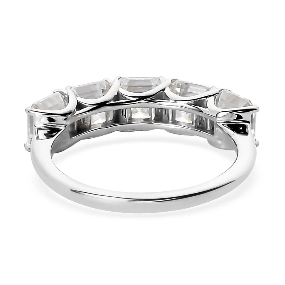 Asscher Cut Moissanite Ring In Platinum Over Sterling Silver 3.35 Ctw (Delivery In 10-15 Business Days) 7 Asscher Cut Moissanite Ring In Platinum Over Sterling Silver 3.35 Ctw (Delivery In 10-15 Business Days) - Image 5