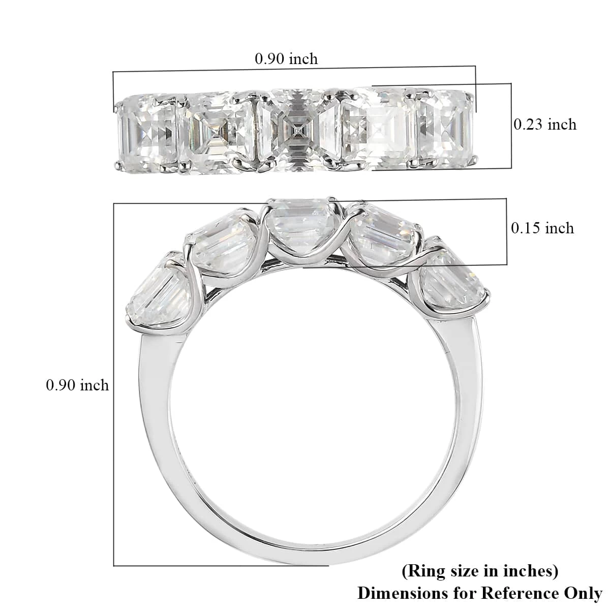 Asscher Cut Moissanite Ring In Platinum Over Sterling Silver 3.35 Ctw (Delivery In 10-15 Business Days) 8 Asscher Cut Moissanite Ring In Platinum Over Sterling Silver 3.35 Ctw (Delivery In 10-15 Business Days) - Image 6