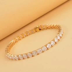 Lustro Stella Made With Finest CZ Tennis Bracelet In Vermeil Yellow Gold Over Sterling Silver (6.50 In) 28.35 Ctw -Jewelry store 7282713 1