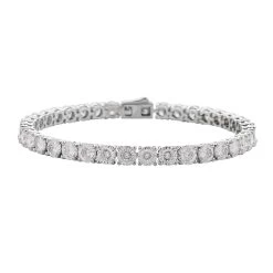 Lustro Stella Made With Finest CZ Tennis Bracelet In Rhodium Over Sterling Silver (7.25 In) 32.00 Ctw