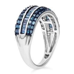 One Time Only Blue Diamond (IR) Ring In Platinum Over Sterling Silver 1.00 Ctw 9 One Time Only Blue Diamond (IR) Ring In Platinum Over Sterling Silver 1.00 Ctw -Jewelry store 7282799 2