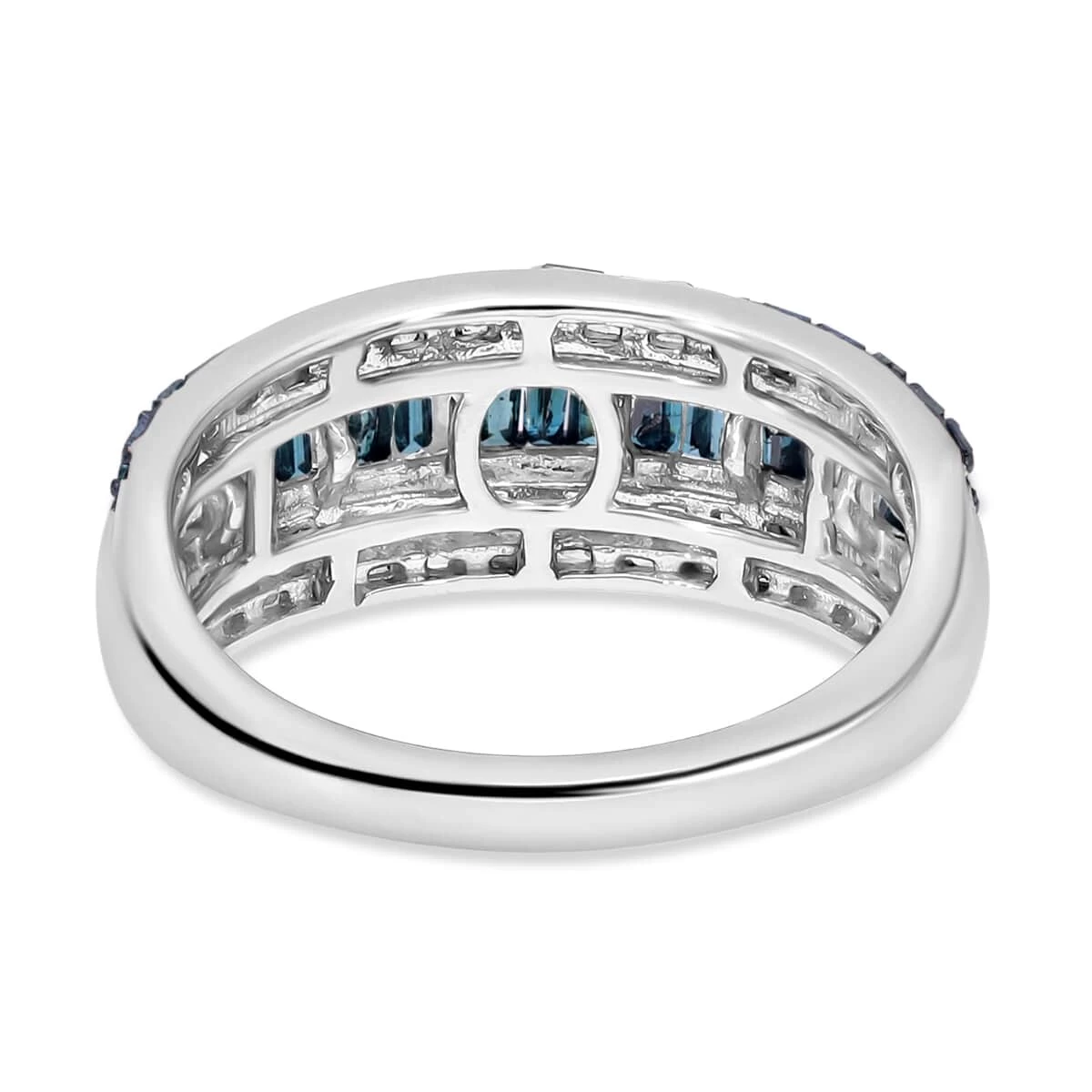One Time Only Blue Diamond (IR) Ring In Platinum Over Sterling Silver 1.00 Ctw 6 One Time Only Blue Diamond (IR) Ring In Platinum Over Sterling Silver 1.00 Ctw - Image 4