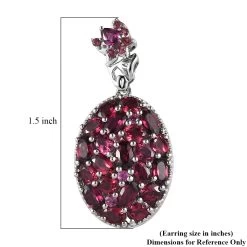 Orissa Rhodolite Garnet Oval Shape Cluster Earrings In Platinum Over Sterling Silver 11.35 Ctw -Jewelry store 7283552 4