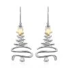 14K YG And Rhodium Over Sterling Silver Earrings 2.90 Grams -Jewelry store 7300583