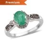 Kagem Zambian Emerald, Natural Champagne And White Diamond Ring In Platinum Over Sterling Silver 1.40 Ctw