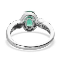Kagem Zambian Emerald, Natural Champagne And White Diamond Ring In Platinum Over Sterling Silver 1.40 Ctw -Jewelry store 7301323 4