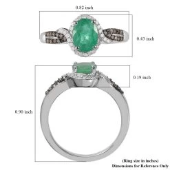 Kagem Zambian Emerald, Natural Champagne And White Diamond Ring In Platinum Over Sterling Silver 1.40 Ctw -Jewelry store 7301323 5