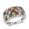 Multi-Tourmaline, Natural White Zircon Ring In Platinum Over Sterling Silver 2.10 Ctw -Jewelry store 7301801