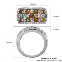 Multi-Tourmaline, Natural White Zircon Ring In Platinum Over Sterling Silver 2.10 Ctw -Jewelry store 7301801 5