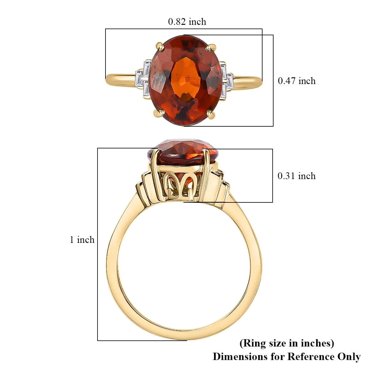 LUXORO 10K Yellow Gold Premium Sri Lankan Honey Garnet, Diamond Ring (2.20 G) 4.60 Ctw 8 LUXORO 10K Yellow Gold Premium Sri Lankan Honey Garnet, Diamond Ring (2.20 G) 4.60 Ctw - Image 6