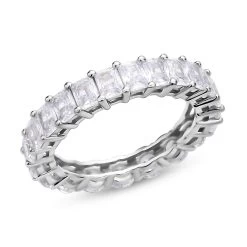 Lustro Stella Made With The Finest CZ Eternity Band Ring In Rhodium Over Sterling Silver 6.80 Ctw