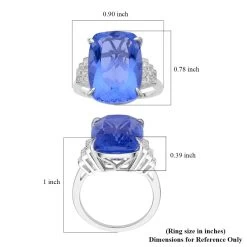 Color Change Fluorite (IR), Diamond (0.15 Cts) Ring In Rhodium Over Sterling Silver 16.00 Ctw -Jewelry store 7303196 5