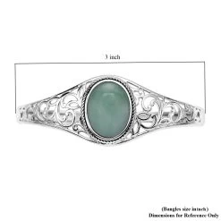 Green Aventurine Bangle Bracelet In Stainless Steel (7.00 In) 12.60 Ctw -Jewelry store 7308202 6