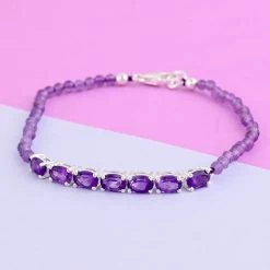 DOORBUSTER Amethyst Bracelet In Sterling Silver (7.25 In) 12.80 Ctw -Jewelry store 7310128 1