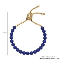 Lapis Lazuli And Neon Green Austrian Crystal Bolo Bracelet With Tiger Motif Slider Lock In ION Plated YG Stainless Steel (6-9In) 30.00 Ctw -Jewelry store 7312564 4
