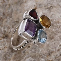 BALI LEGACY Amethyst And Multi Gemstone Mixed Shapes Ring In Sterling Silver 7.50 Grams 8.20 Ctw -Jewelry store 7312725 1