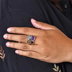 BALI LEGACY Amethyst And Multi Gemstone Mixed Shapes Ring In Sterling Silver 7.50 Grams 8.20 Ctw -Jewelry store 7312725 2