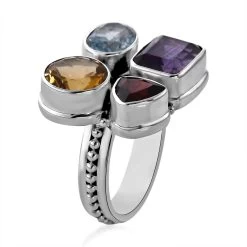 BALI LEGACY Amethyst And Multi Gemstone Mixed Shapes Ring In Sterling Silver 7.50 Grams 8.20 Ctw -Jewelry store 7312725 3