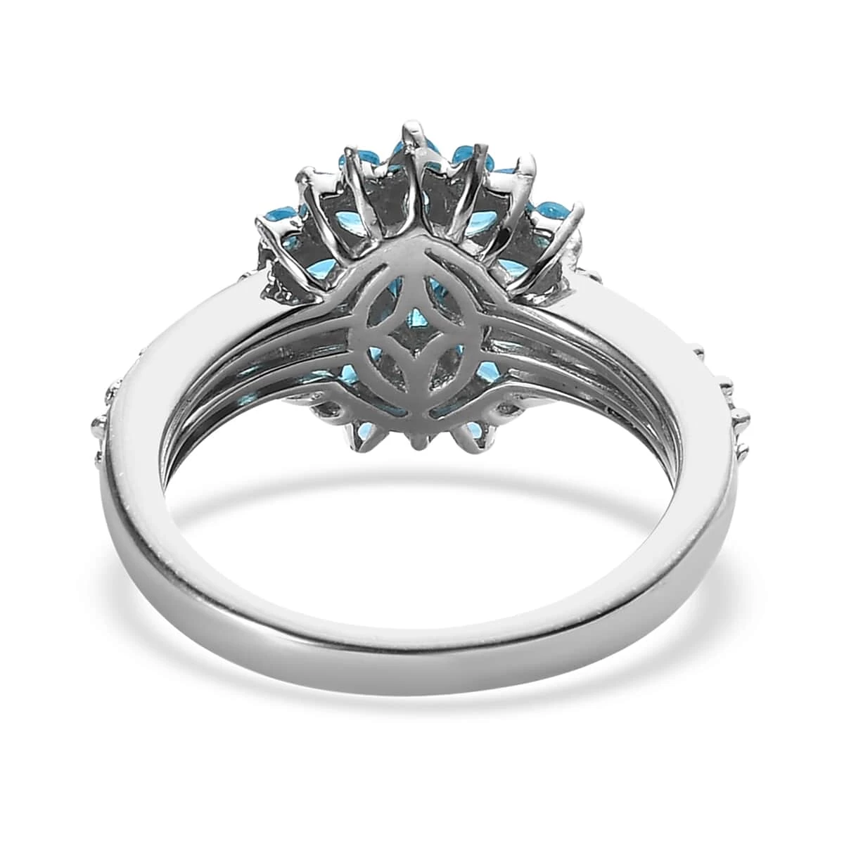 Malgache Neon Apatite Floral Ring In Platinum Over Sterling Silver (Delivery In 5-7 Business Days) 1.60 Ctw 7 Malgache Neon Apatite Floral Ring In Platinum Over Sterling Silver (Delivery In 5-7 Business Days) 1.60 Ctw - Image 5