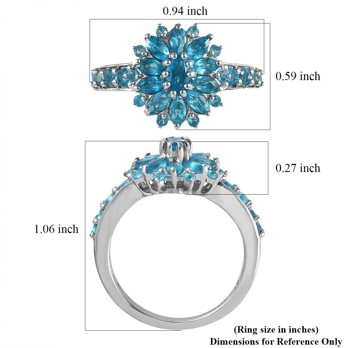 Malgache Neon Apatite Floral Ring In Platinum Over Sterling Silver (Delivery In 5-7 Business Days) 1.60 Ctw 8 Malgache Neon Apatite Floral Ring In Platinum Over Sterling Silver (Delivery In 5-7 Business Days) 1.60 Ctw - Image 6