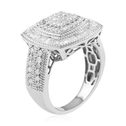 Diamond Ring In Platinum Over Sterling Silver 7.40 Grams 1.50 Ctw -Jewelry store 7313081 3