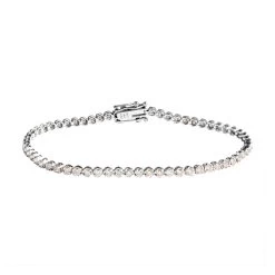 18K White Gold Natural Champagne Diamond Tennis Bracelet (7.25 In) 4.75 Grams 2.00 Ctw
