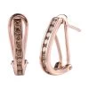 Natural Champagne Diamond Omega Clip Earrings In Vermeil Rose Gold Over Sterling Silver 1.00 Ctw -Jewelry store 7317439