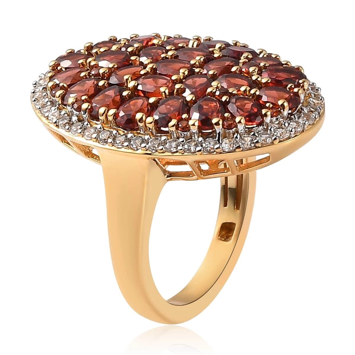 Mozambique Garnet And White Zircon Ring In Vermeil Yellow Gold Over Sterling Silver 6.85 Ctw 6 Mozambique Garnet And White Zircon Ring In Vermeil Yellow Gold Over Sterling Silver 6.85 Ctw - Image 4