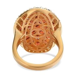 Mozambique Garnet And White Zircon Ring In Vermeil Yellow Gold Over Sterling Silver 6.85 Ctw 12 Mozambique Garnet And White Zircon Ring In Vermeil Yellow Gold Over Sterling Silver 6.85 Ctw -Jewelry store 7318017 4
