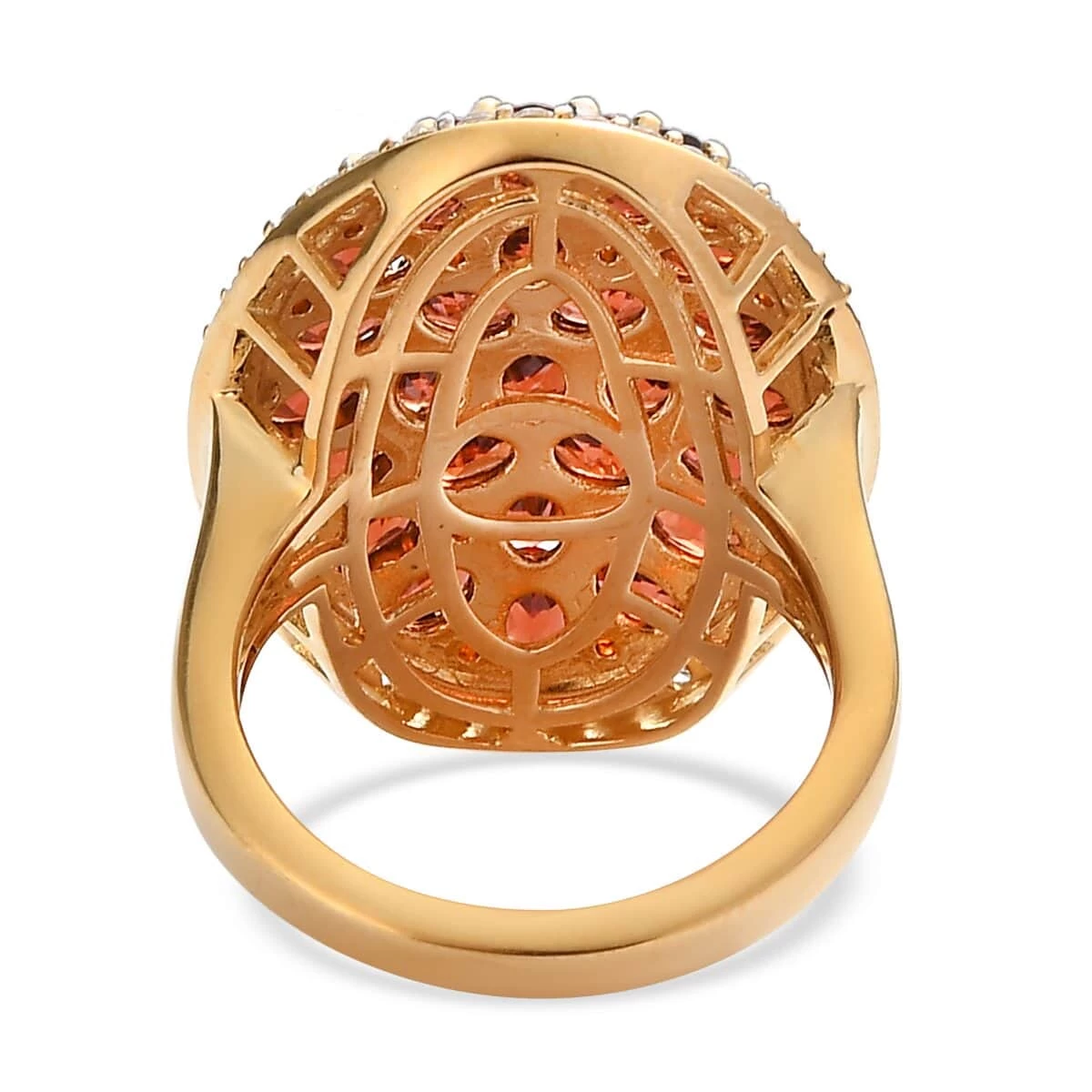 Mozambique Garnet And White Zircon Ring In Vermeil Yellow Gold Over Sterling Silver 6.85 Ctw 7 Mozambique Garnet And White Zircon Ring In Vermeil Yellow Gold Over Sterling Silver 6.85 Ctw - Image 5