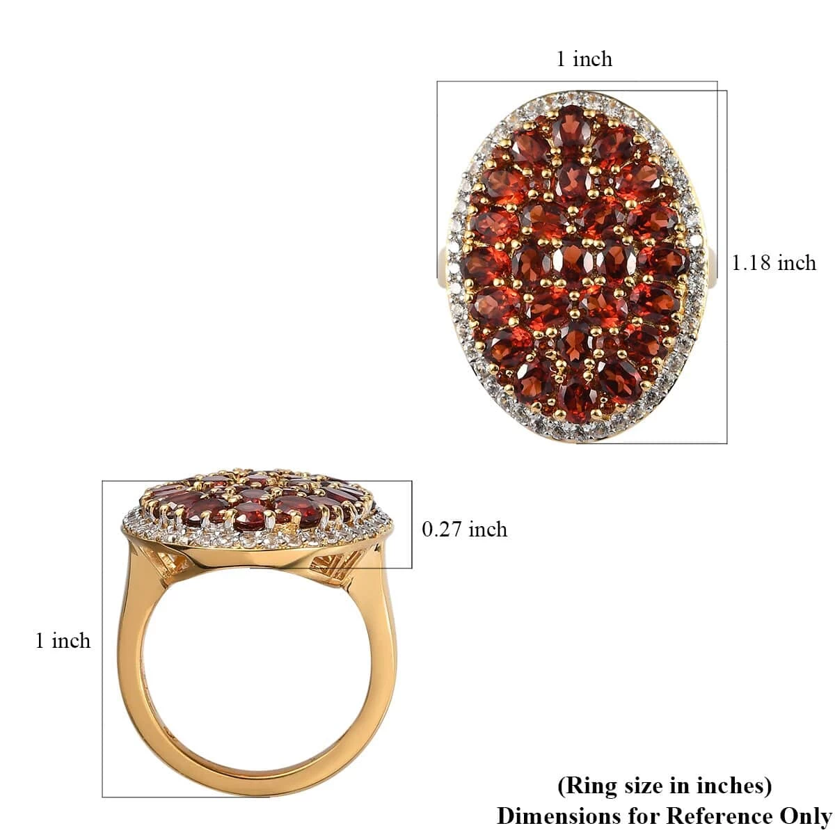 Mozambique Garnet And White Zircon Ring In Vermeil Yellow Gold Over Sterling Silver 6.85 Ctw 8 Mozambique Garnet And White Zircon Ring In Vermeil Yellow Gold Over Sterling Silver 6.85 Ctw - Image 6