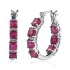 Asscher Cut Niassa Ruby (FF), White Zircon Inside Out Hoop Earrings In Platinum Over Sterling Silver 7.60 Ctw 2 Asscher Cut Niassa Ruby (FF), White Zircon Inside Out Hoop Earrings In Platinum Over Sterling Silver 7.60 Ctw -Jewelry store 7318828
