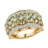 Natural Ambanja Demantoid Garnet, Natural White Zircon Ring In Vermeil YG Over Sterling Silver 3.25 Ctw -Jewelry store 7318972
