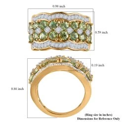 Natural Ambanja Demantoid Garnet, Natural White Zircon Ring In Vermeil YG Over Sterling Silver 3.25 Ctw 13 Natural Ambanja Demantoid Garnet, Natural White Zircon Ring In Vermeil YG Over Sterling Silver 3.25 Ctw -Jewelry store 7318972 5