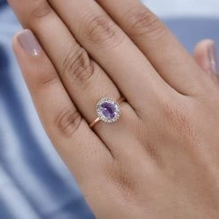 LUXORO 10K Rose Gold Premium Madagascar Purple Sapphire And G-H I3 Diamond Ring 2.40 Grams 1.00 Ctw -Jewelry store 7319261 3