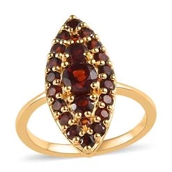 Mozambique Garnet Elongated Ring In Vermeil Yellow Gold Over Sterling Silver 1.65 Ctw