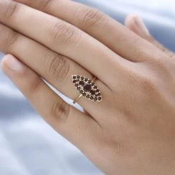 Mozambique Garnet Elongated Ring In Vermeil Yellow Gold Over Sterling Silver 1.65 Ctw -Jewelry store 7319604 2